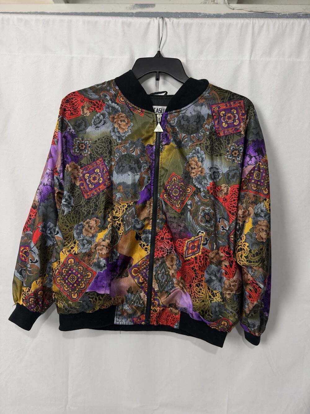 Vintage 80s Casual Isle Patchwork Jacket Womens XL Paisley Windbreaker